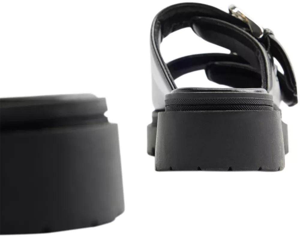 Black Buckle Detail Slippers, , large image number 5