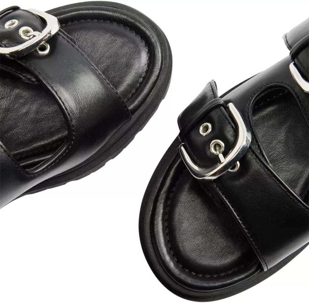 Black Buckle Detail Slippers, , large image number 6