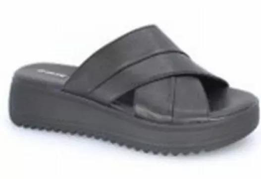 Black Crisscross Platform Slides, , large image number 0