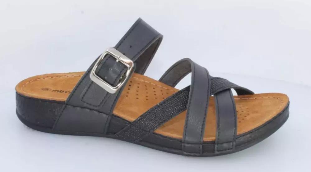 Black Multi-Strap Buckle Sandals, , large image number 0