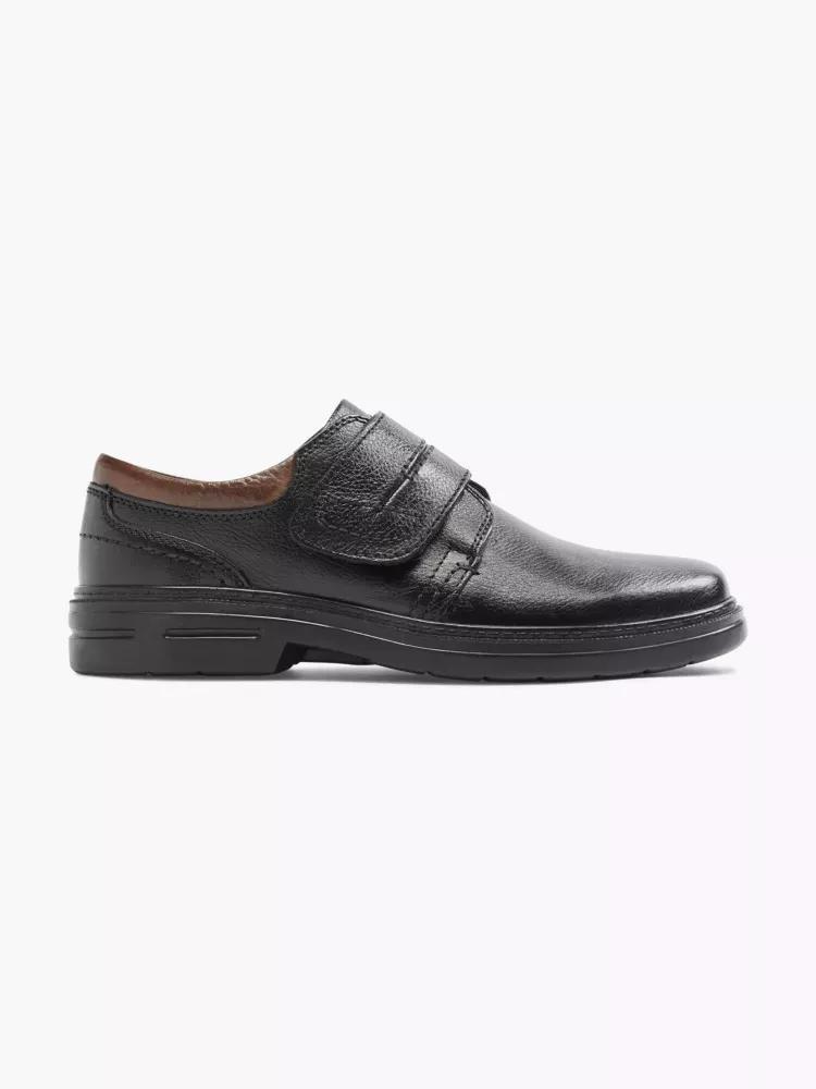Black Leather Slip On Shoes, , large image number 0
