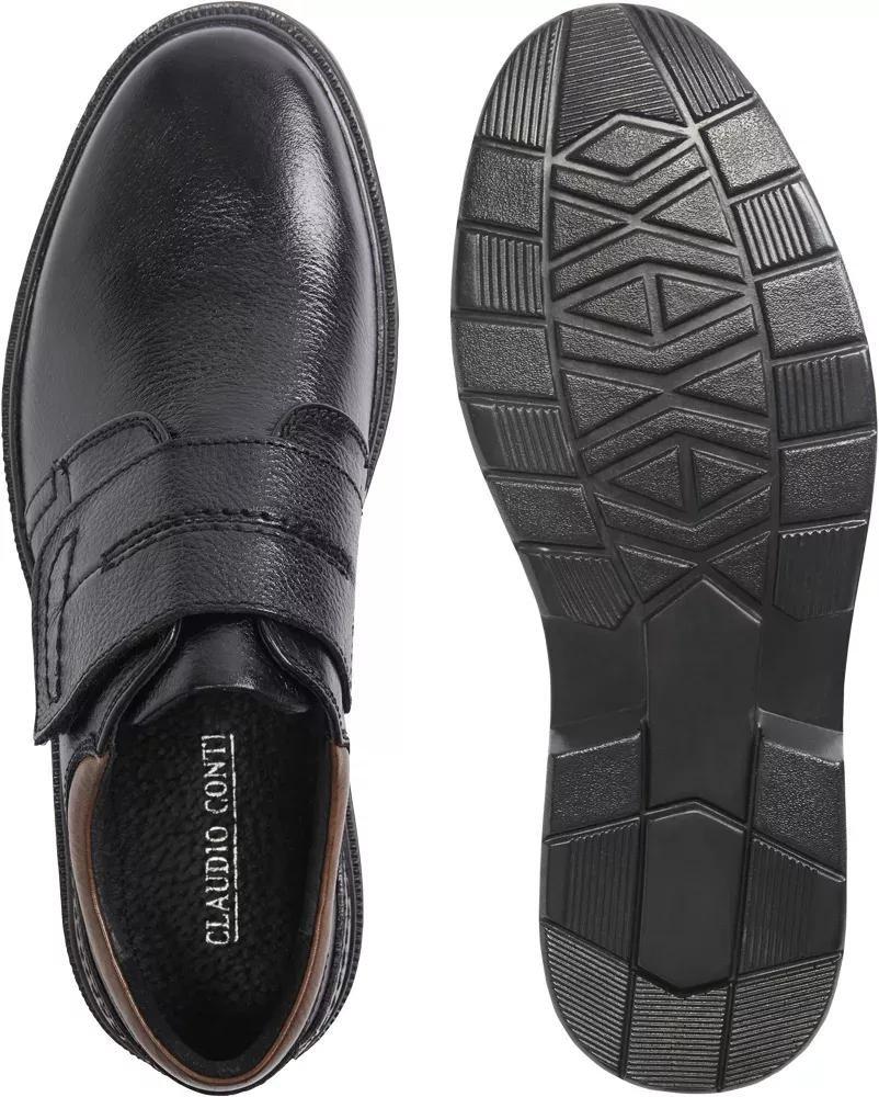 Black Leather Slip On Shoes, , large image number 4