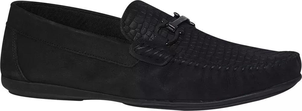 Black Leather Slip On Loafers, , large image number 0
