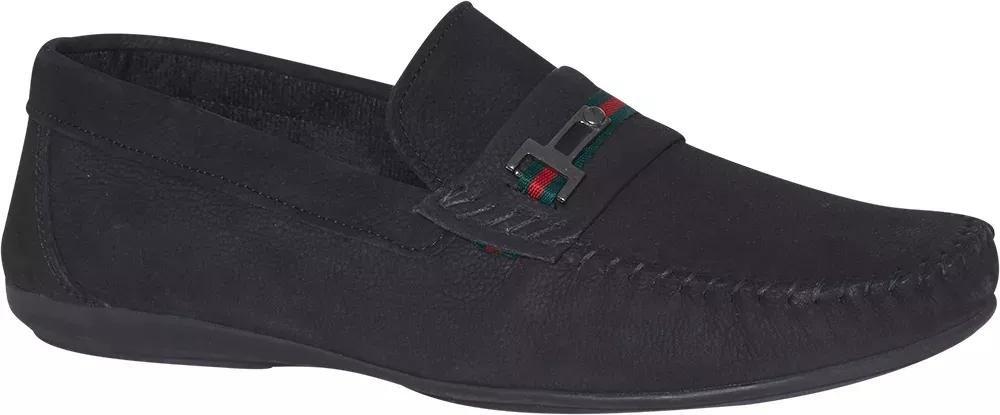 Black Siyah Leather Slip On Loafers, , large image number 0