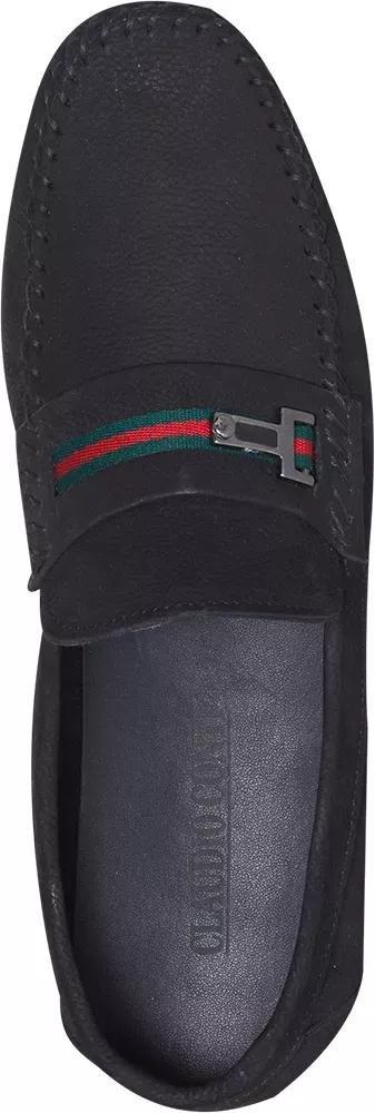 Black Siyah Leather Slip On Loafers, , large image number 1