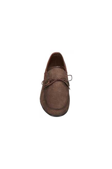 Brown Perforated Casual Loafers, Men, , large image number 1