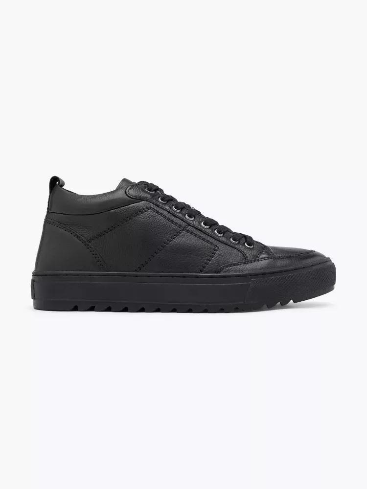 Black Leather Sneakers, , large image number 0