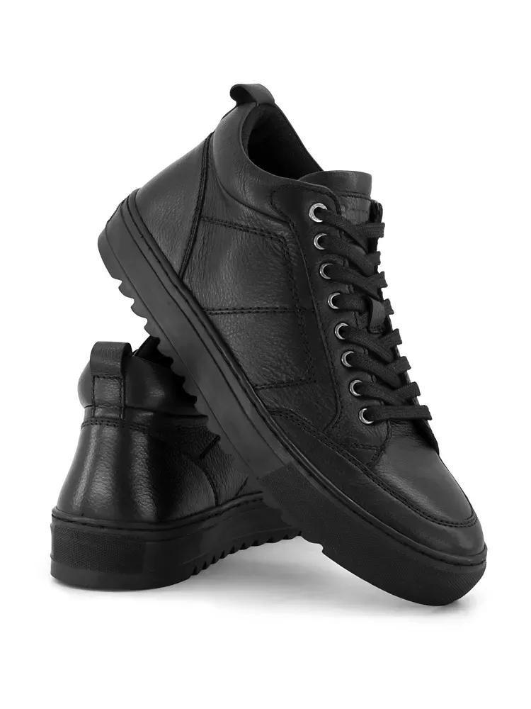 Black Leather Sneakers, , large image number 4