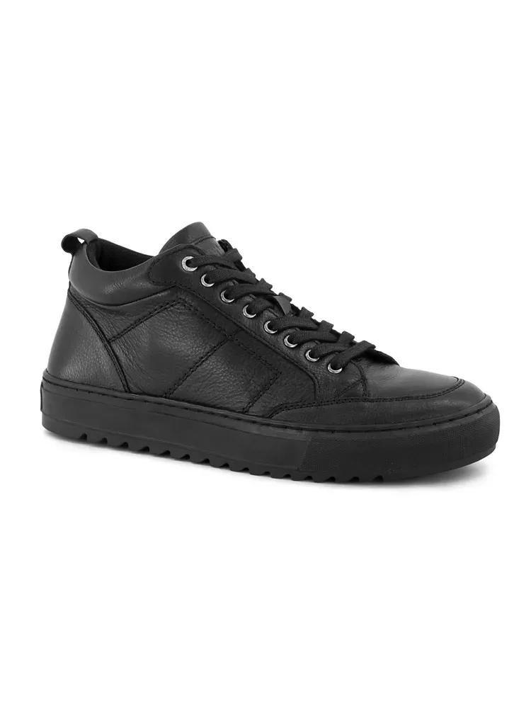Black Leather Sneakers, , large image number 5