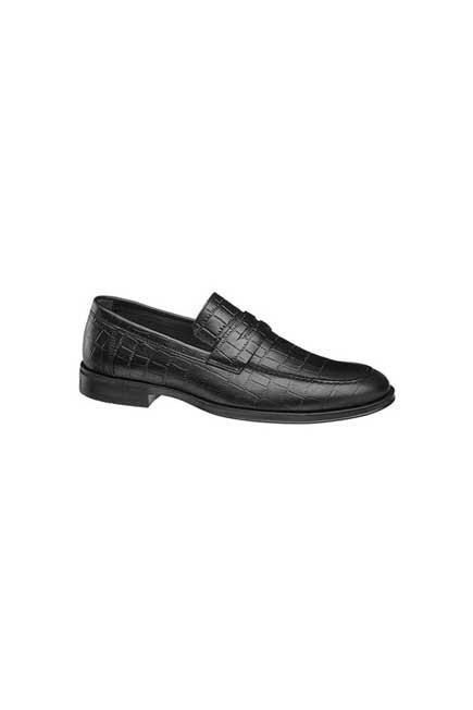 Black Animal Print Leather Loafers, Men, , large image number 0