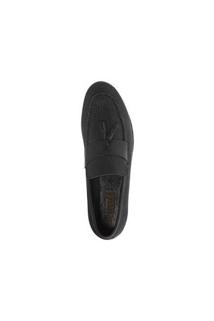 Black Leather Loafers With Tassels, Men, , large image number 1