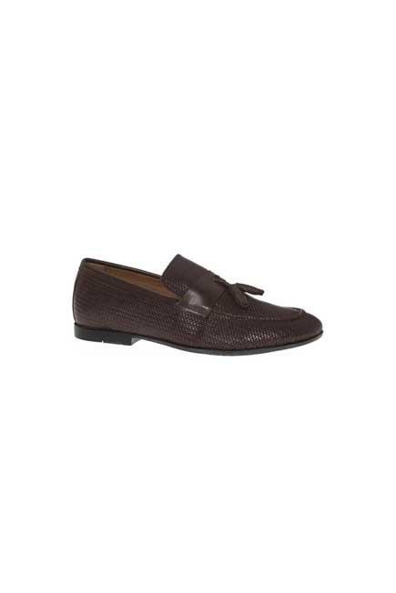 Brown Leather Shoes With Front Tassels, Men, , large image number 0