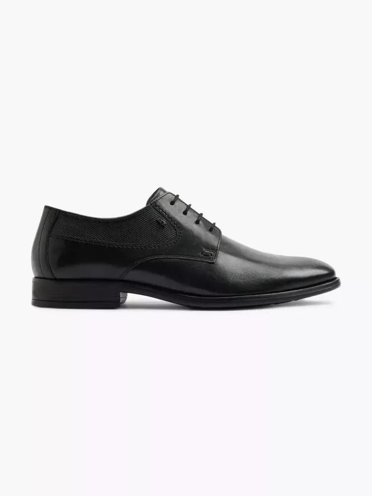 Black Leather Derby Shoes, , large image number 0