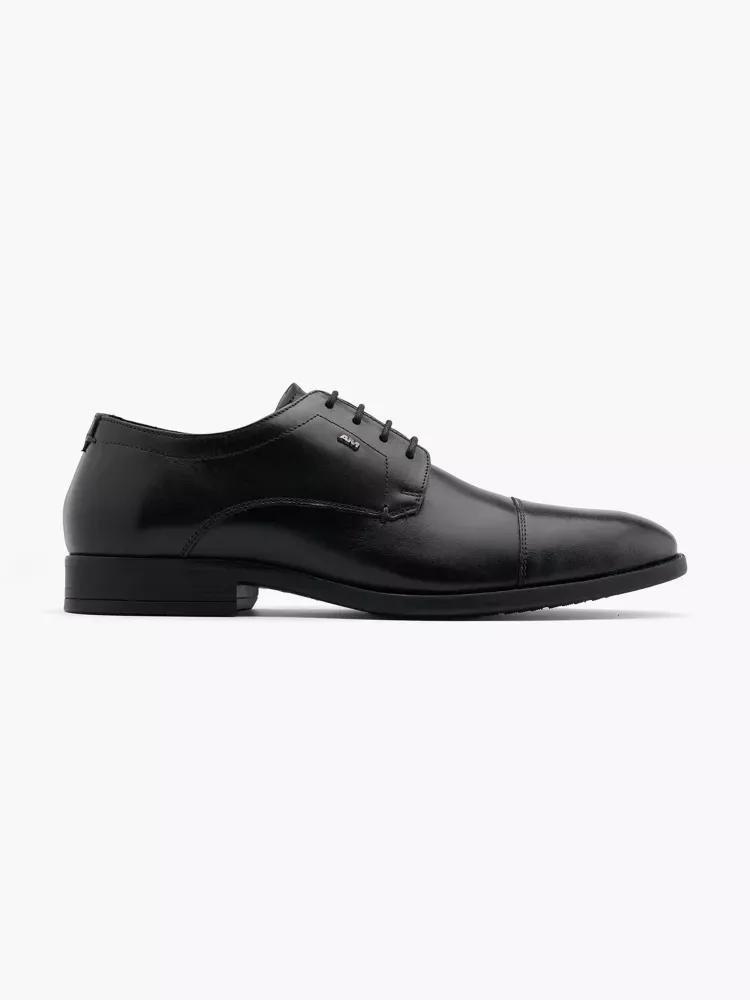 Black Leather Derby Shoes, , large image number 0