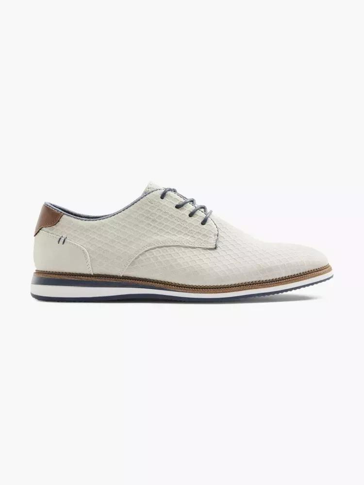 White Leather Formal Derby Shoes, , large image number 0