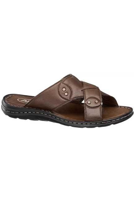 Brown Criss Cross Slide Sandals, , large image number 0