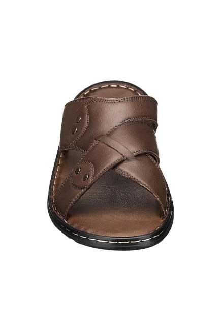 Brown Criss Cross Slide Sandals, , large image number 1