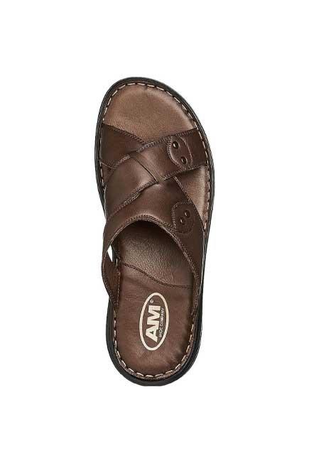 Brown Criss Cross Slide Sandals, , large image number 3