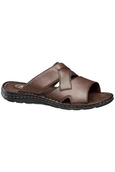 AM SHOE - Brown Criss Cross Slide Sandals
