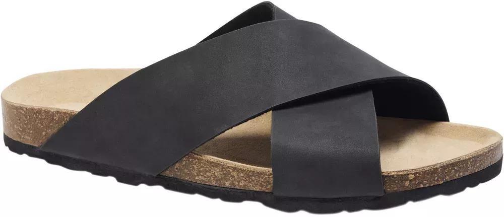 MPH one - Black Leather Open Toe Mules