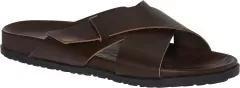 Brown Cross Straps Slipper, , large image number 0
