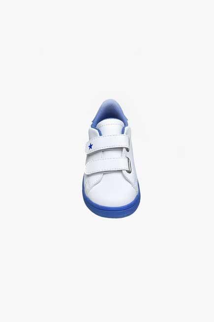 White And Blue Velcro Sneakers, Kids Boy, , large image number 1