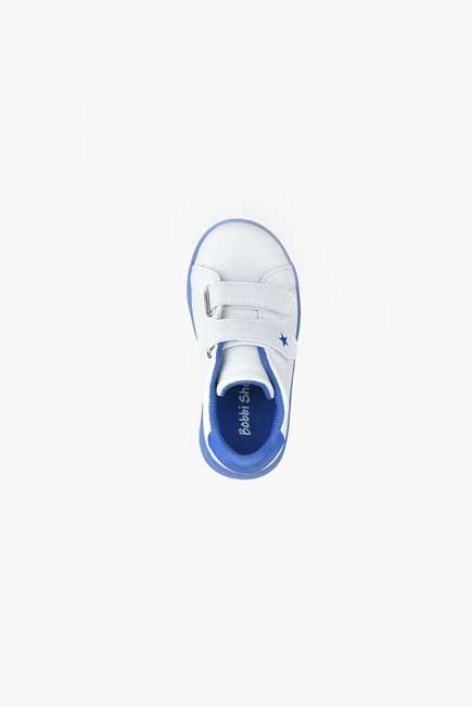 White And Blue Velcro Sneakers, Kids Boy, , large image number 2