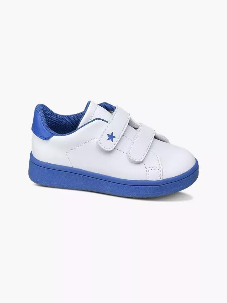 White And Blue Velcro Sneakers, Kids Boy, , large image number 3