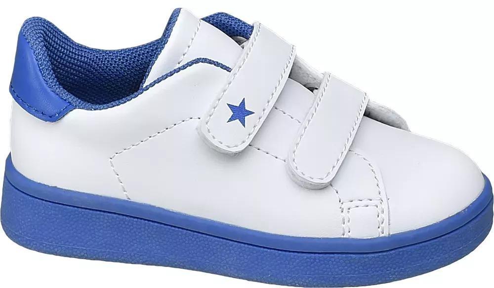 White And Blue Velcro Sneakers, Kids Boy, , large image number 4