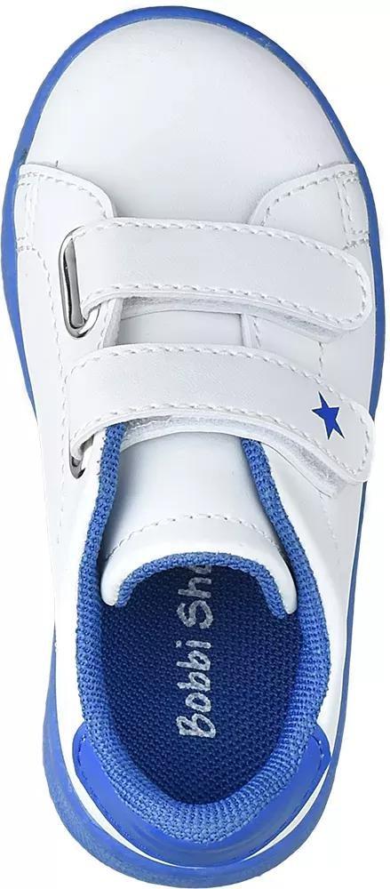 White And Blue Velcro Sneakers, Kids Boy, , large image number 5