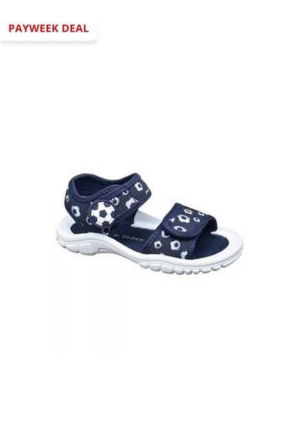 Bobbi-Shoes - Navy Blue Summer Sandals With Football Prints, Baby Boy