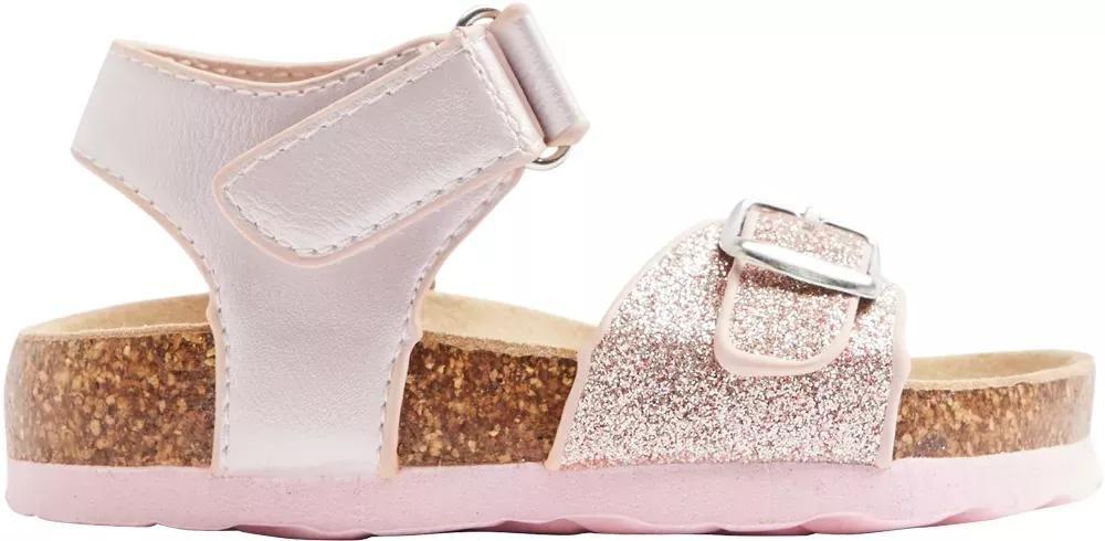 Pink Glitter Footbed Sandals, Kids Girls, , large image number 0