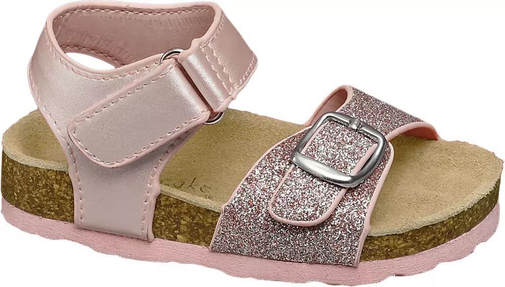 Pink Glitter Footbed Sandals, Kids Girls, , large image number 1