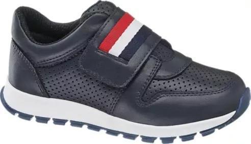 Navy Blue Perforated Sneakers With Velcro, Kids Boy, , large image number 2