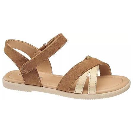 Brown Criss-Cross Sandals, Kids Girls, , large image number 0