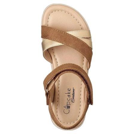Brown Criss-Cross Sandals, Kids Girls, , large image number 1