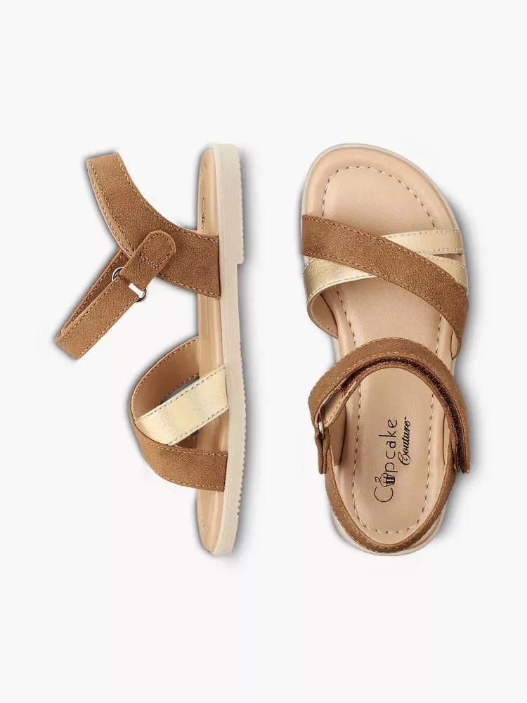 Brown Criss-Cross Sandals, Kids Girls, , large image number 6
