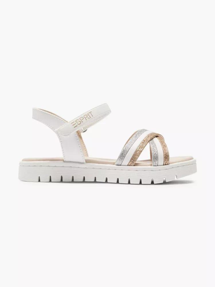 White Striped Sandals, Kids Girls, , large image number 0