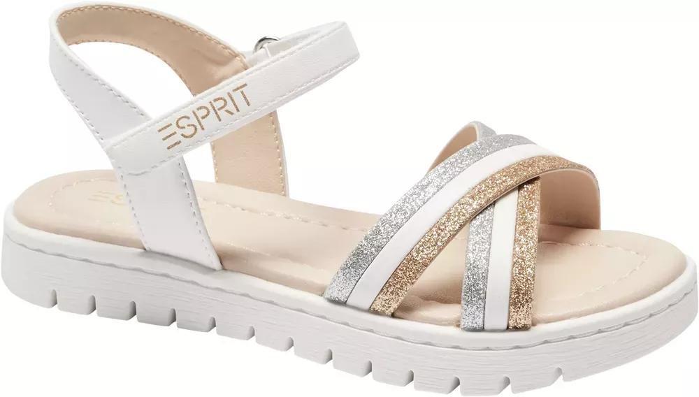 White Striped Sandals, Kids Girls, , large image number 1