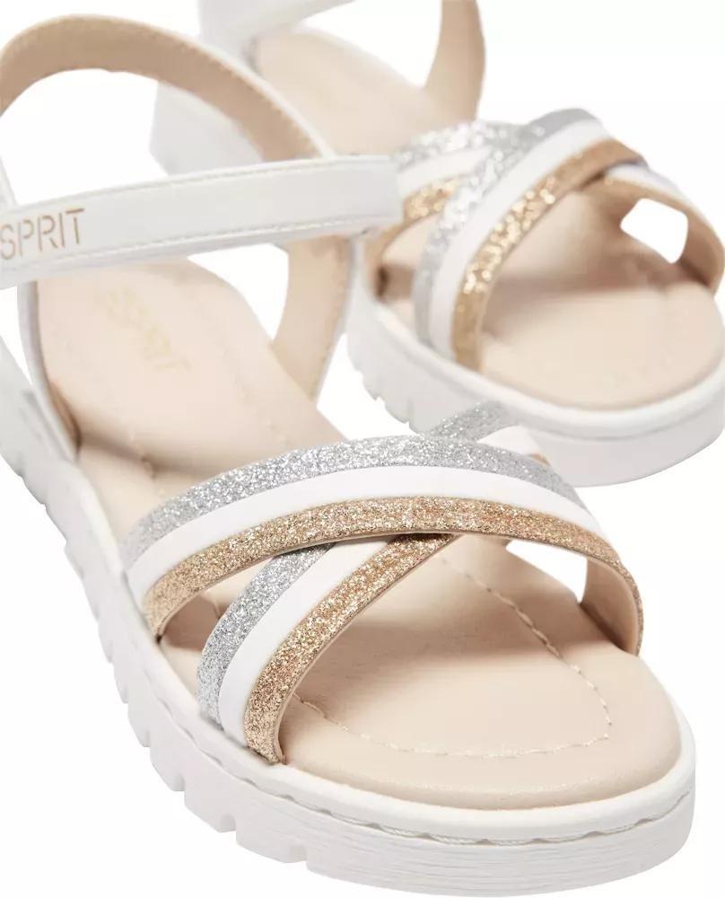 White Striped Sandals, Kids Girls, , large image number 6