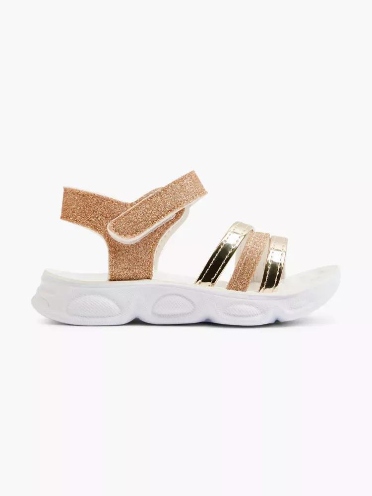 Gold Slingback Sandals, Kids Girls, , large image number 0