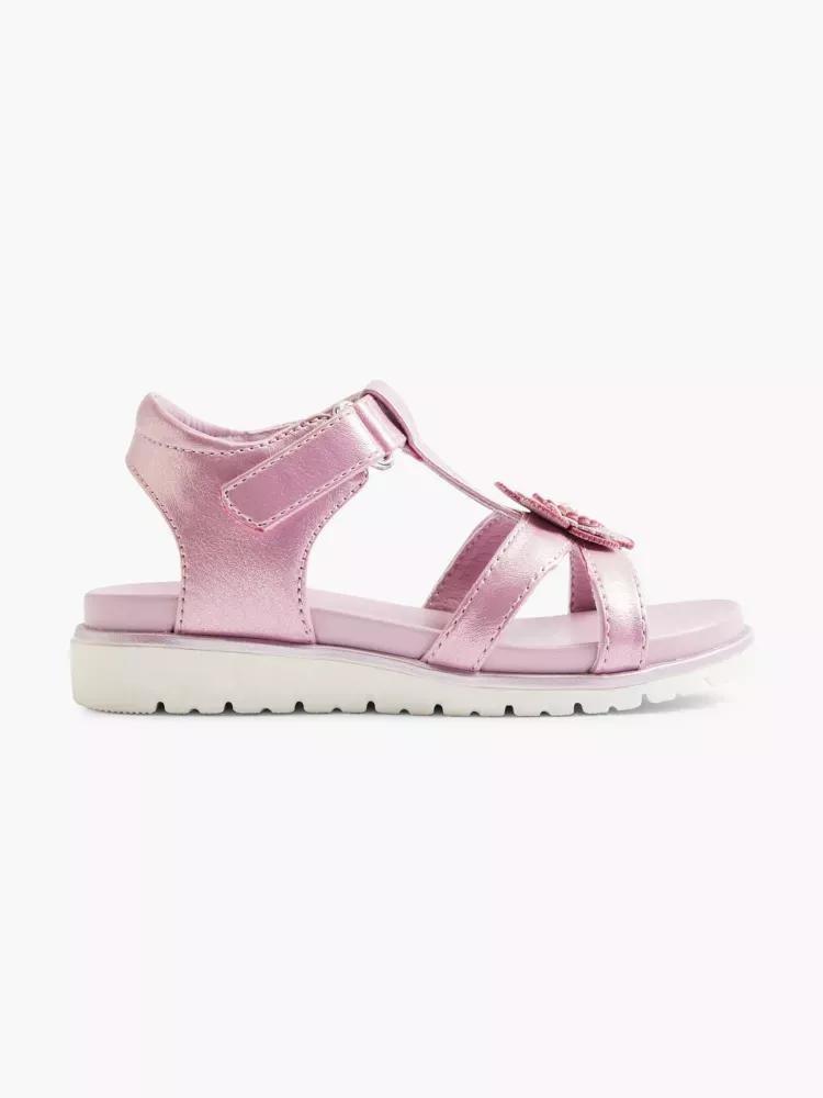 Pink Metallic Sandals, Kids Girls, , large image number 0