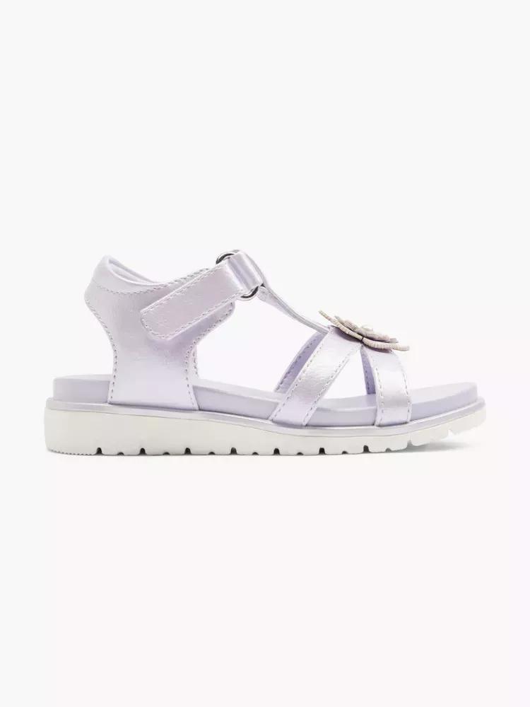 Purple Flower Sandals, Kids Girls, , large image number 0