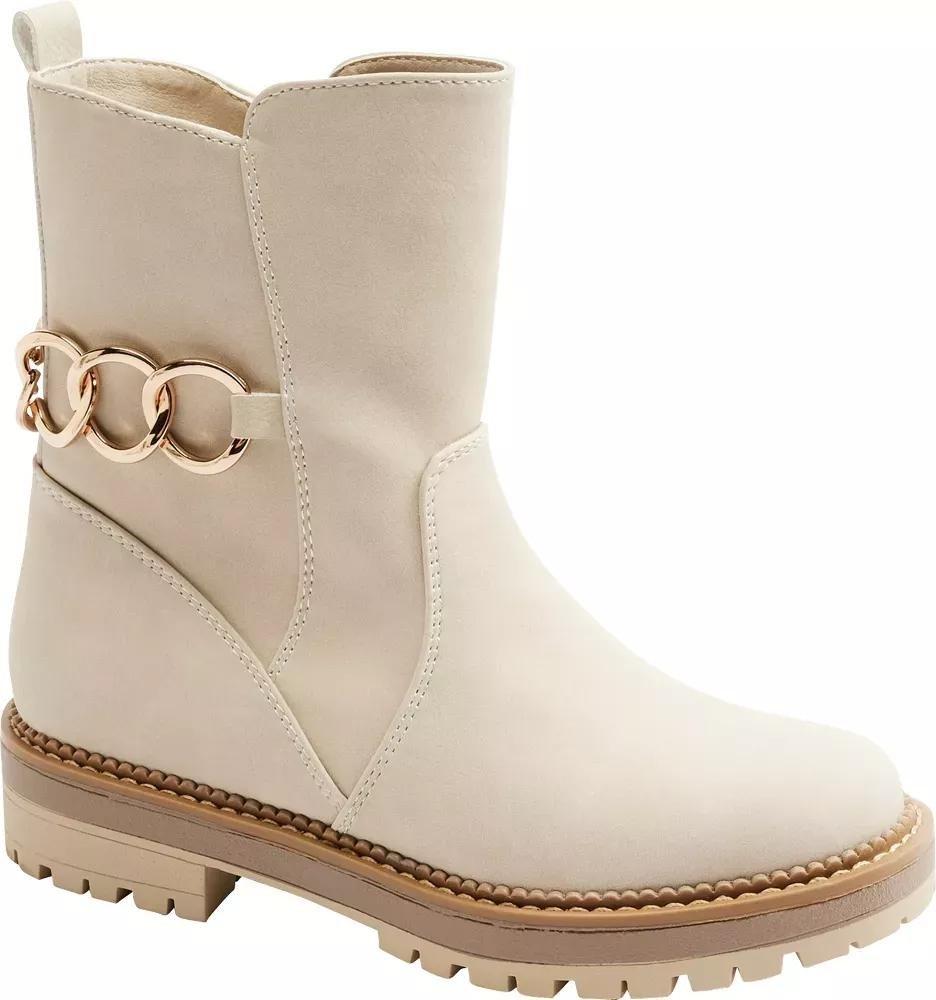 Beige Chain Detailed Boots, Kids Girls, , large image number 1