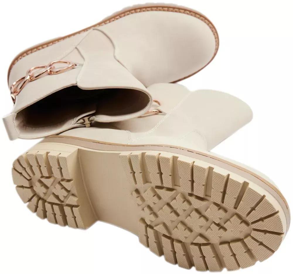 Beige Chain Detailed Boots, Kids Girls, , large image number 4