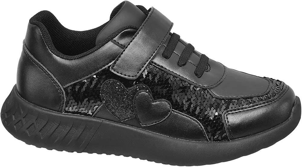 Black Heart Detailed Sneakers, Kids Girls, , large image number 0