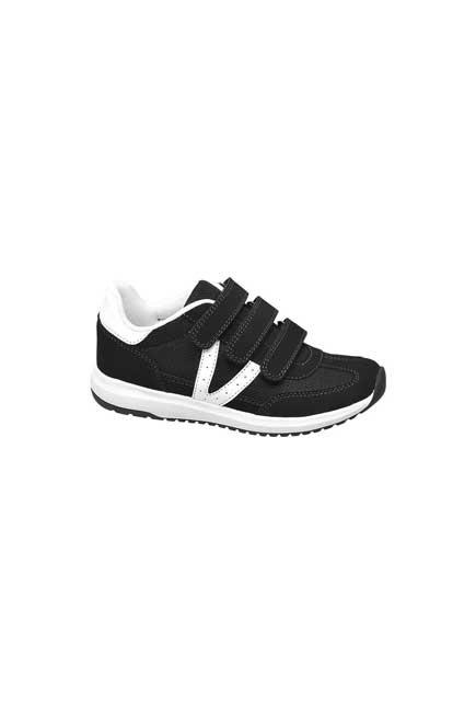 Black And White Sneakers With Velcro, Kids Boy, , large image number 0