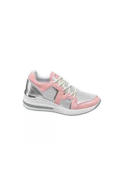 Pink Lace-Up Sneakers, Kids Girls, , large image number 0