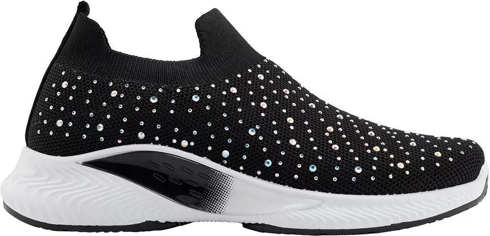 Black Rhinestone Detail Slip-On Sneakers, , large image number 1