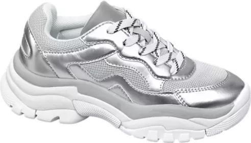 Silver Chunky Sneakers, Kids Girl, , large image number 2